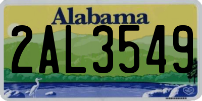 AL license plate 2AL3549