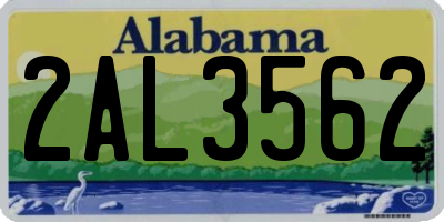 AL license plate 2AL3562