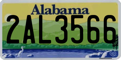 AL license plate 2AL3566