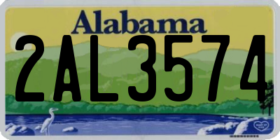 AL license plate 2AL3574