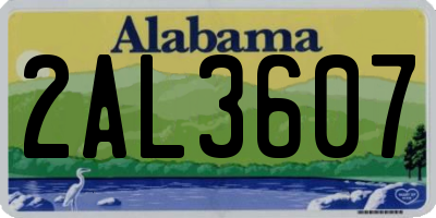 AL license plate 2AL3607