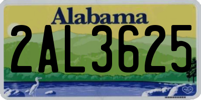 AL license plate 2AL3625