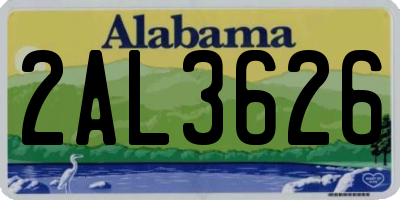 AL license plate 2AL3626