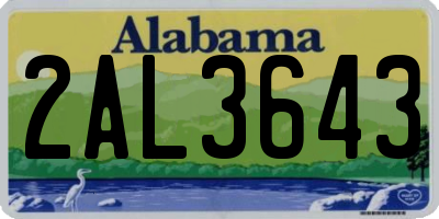 AL license plate 2AL3643