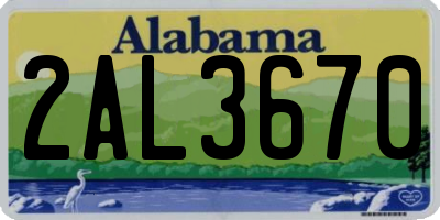 AL license plate 2AL3670