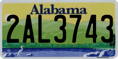 AL license plate 2AL3743