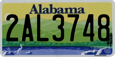 AL license plate 2AL3748