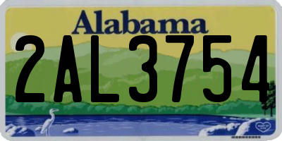 AL license plate 2AL3754