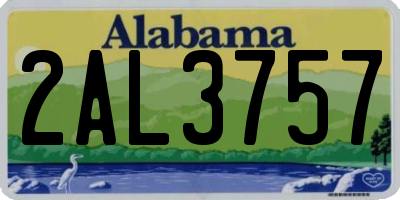 AL license plate 2AL3757