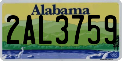 AL license plate 2AL3759