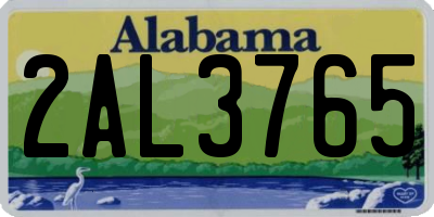AL license plate 2AL3765