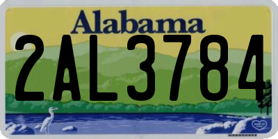 AL license plate 2AL3784