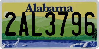 AL license plate 2AL3796