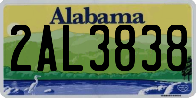 AL license plate 2AL3838