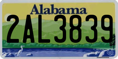 AL license plate 2AL3839