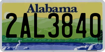 AL license plate 2AL3840