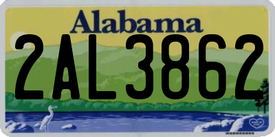 AL license plate 2AL3862
