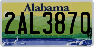 AL license plate 2AL3870