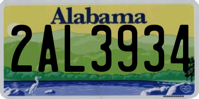 AL license plate 2AL3934