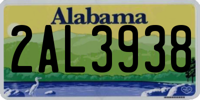 AL license plate 2AL3938