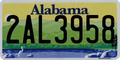 AL license plate 2AL3958