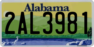 AL license plate 2AL3981