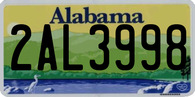 AL license plate 2AL3998