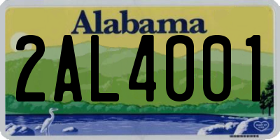 AL license plate 2AL4001
