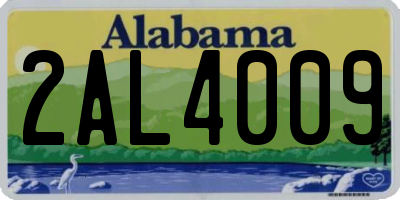 AL license plate 2AL4009