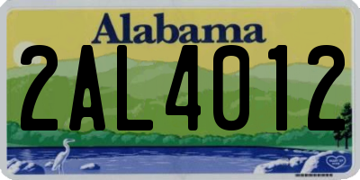 AL license plate 2AL4012