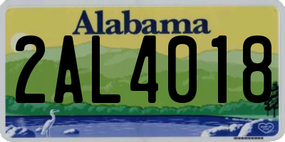 AL license plate 2AL4018