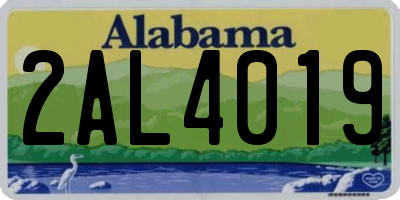 AL license plate 2AL4019