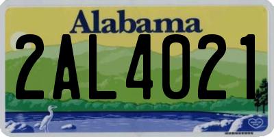 AL license plate 2AL4021