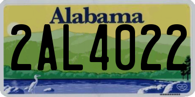 AL license plate 2AL4022