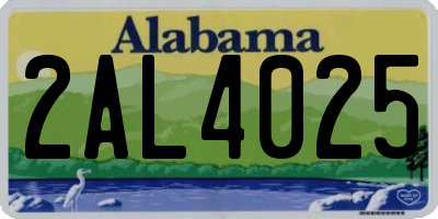 AL license plate 2AL4025