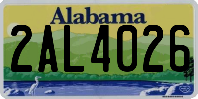 AL license plate 2AL4026