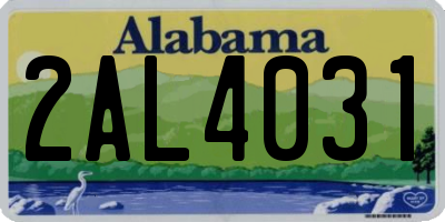 AL license plate 2AL4031