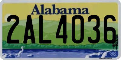 AL license plate 2AL4036