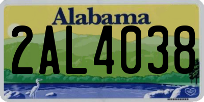AL license plate 2AL4038