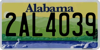 AL license plate 2AL4039