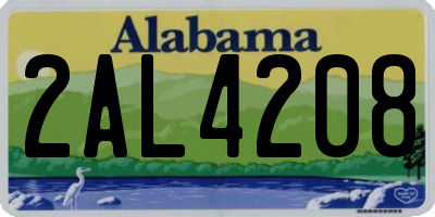 AL license plate 2AL4208