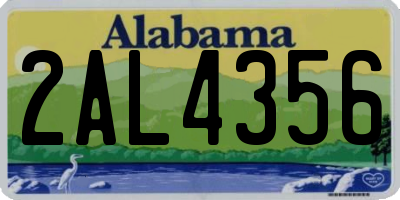 AL license plate 2AL4356