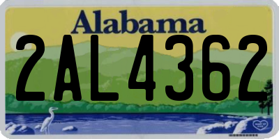 AL license plate 2AL4362