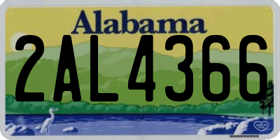 AL license plate 2AL4366