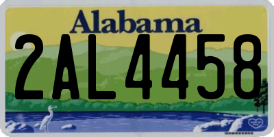 AL license plate 2AL4458