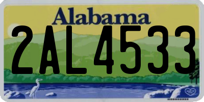 AL license plate 2AL4533