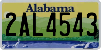 AL license plate 2AL4543