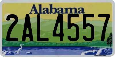 AL license plate 2AL4557