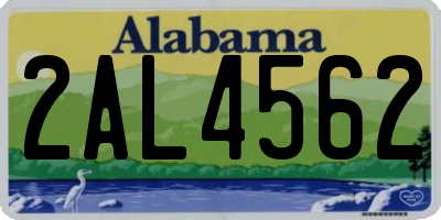 AL license plate 2AL4562
