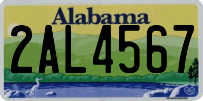 AL license plate 2AL4567